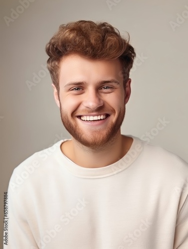 Happy european man in casual clothing against a neutral background © Lukas