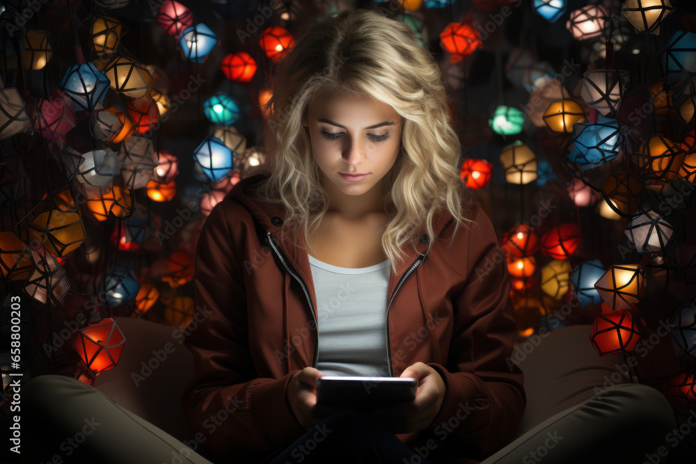 A psychologist discussing the phenomenon of social media-induced anxiety and depression in her research. Concept of mental health research. Generative Ai. A psychologist discussing the phenomenon of social media-induced anxiety and depression in her research. Concept of mental health research. Generative Ai.