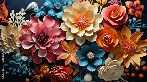 Colorful Floral Fabric Textiles; Web Background; Wallpaper