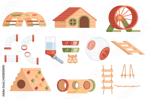 Set of items for pet care vector illustration isolated on white background