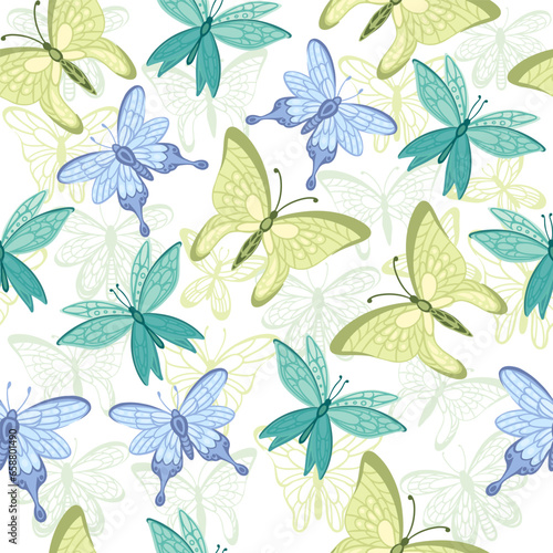 Seamless pattern Colorful butterfly insect cartoon style animal design vector illustration on white background