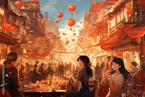 Lunar New Year festivities in China, An illustrative celebration © NE97