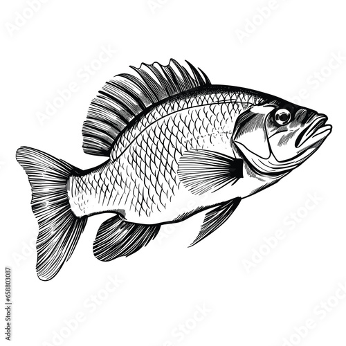 Hand Drawn Sketch Tilapia Fish Illustration
