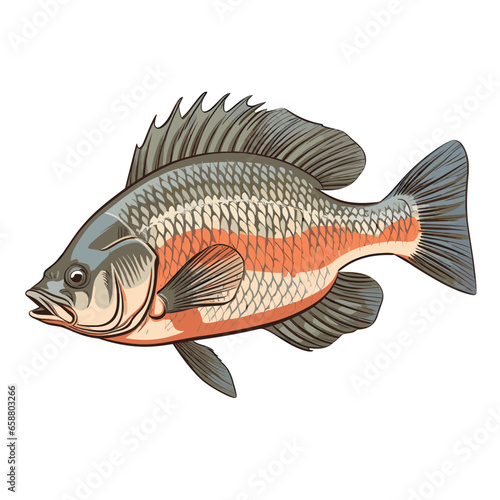 Hand Drawn Flat Color Tilapia Fish Illustration