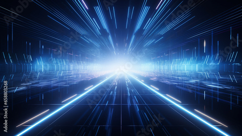 Wallpaper Mural Technology 3d bright blue modern data conncection background banner or header Torontodigital.ca