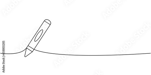 Chalk pencil, crayons, school supplies one line continuous drawing. Back to school continuous one line illustration. Vector minimalist illustration.