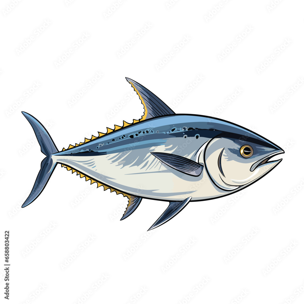 Fototapeta premium Hand Drawn Flat Color Tuna Fish Illustration