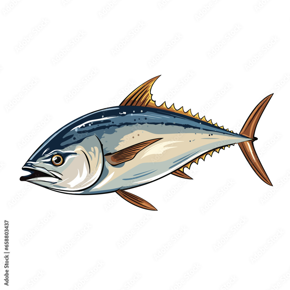 Fototapeta premium Hand Drawn Flat Color Tuna Fish Illustration