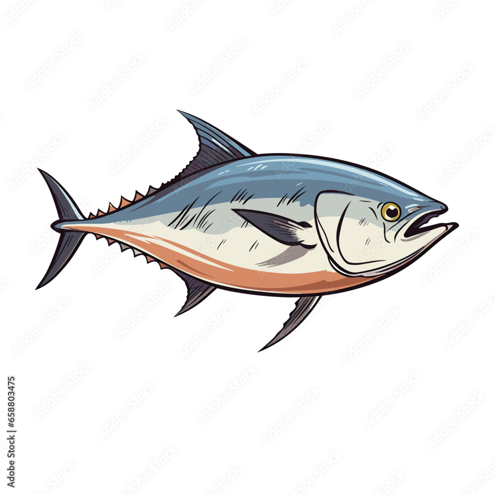 Fototapeta premium Hand Drawn Flat Color Tuna Fish Illustration