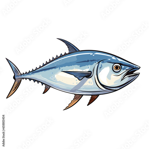 Hand Drawn Flat Color Tuna Fish Illustration