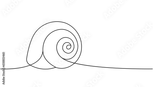 Seashell one line continuous drawing. Tropical underwater shell continuous one line illustration. Vector minimalist linear illustration.