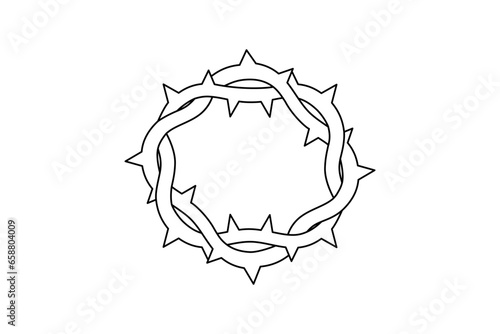 Crown of thorns line silhouette. Vector minimalist linear illustration.
