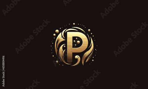 Letter P golden luxury vector logo and icon design