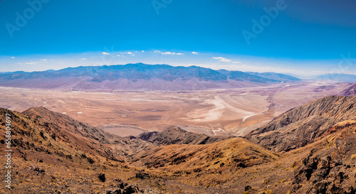 landscape in the morning, view on a valley, desert seen from mountains, death valley usa