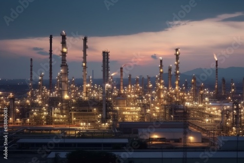An oil refinery landscape in the petrochemical sector. Generative AI