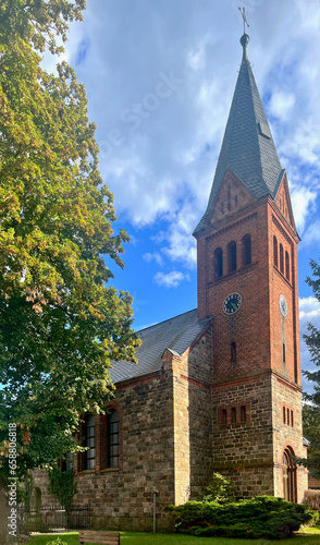 The Evangelical village church Köpernitz is a neo-Romanesque hall church in Köpernitz, a district of the city of Ziesar in the district of Potsdam-Mittelmark in the state of Brandenburg photo