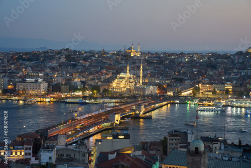 Panoramic view of Istambul at night  Turkey