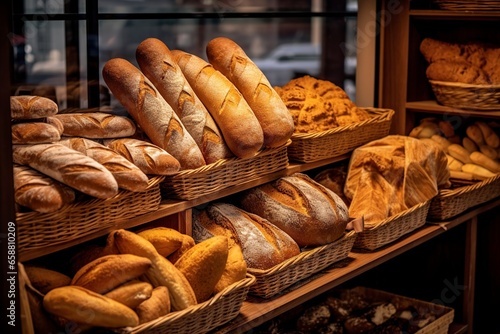 freshly baked breads in the store.