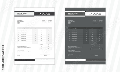 Invoice minimal design template. Bill form business invoice accounting