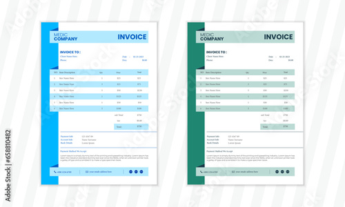 Invoice minimal design template. Bill form business invoice accounting