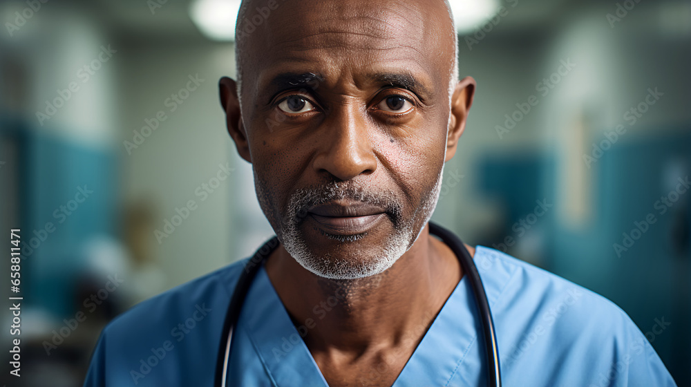 a dedicated healthcare worker donning scrubs and a stethoscope, his