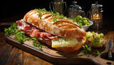 Jambon Beurre: French sandwich filling a baguette with slices of ham and creamy butter, adding a touch of freshness with lettuce and cornichons (small pickles)