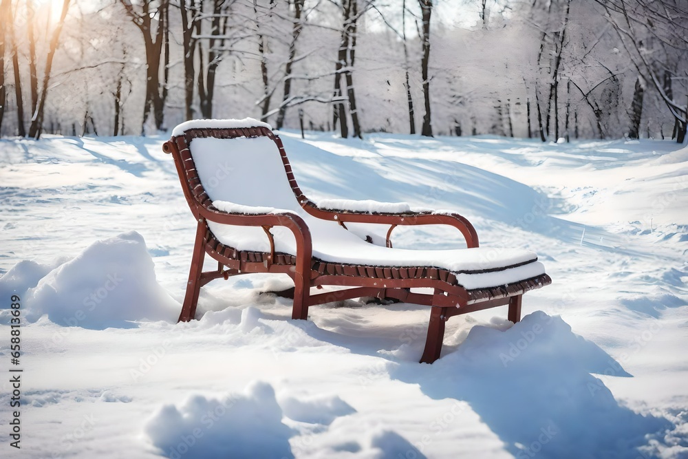 bench in the snow generated by AI technology	