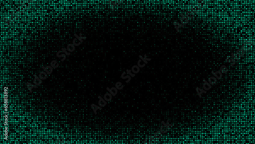 Halftone texture background with a hole. Futuristic abstract matrix backdrop. Particle pattern. Visualization of big data. Vector illustration.
