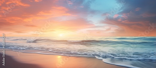 Enchanting sunrise at the seaside in the morning With copyspace for text