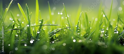 Dew on the lawn With copyspace for text