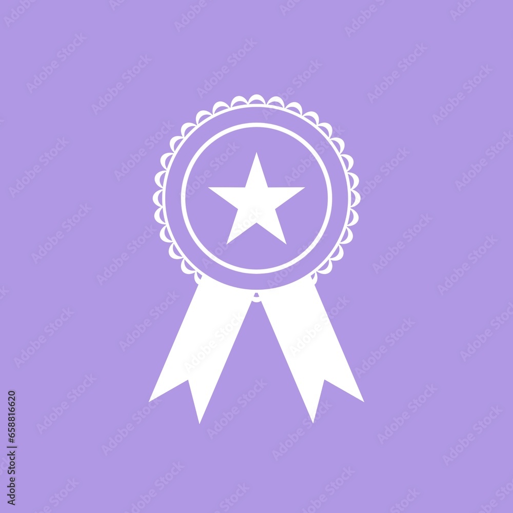 Icon award medal or label with trusted quality. Isolated on purple background. Illustration design. Icon award medal or label with trusted quality. Isolated on purple background. Illustration design.