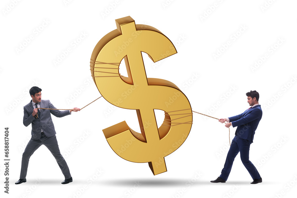 Business people pulling money in investor concept