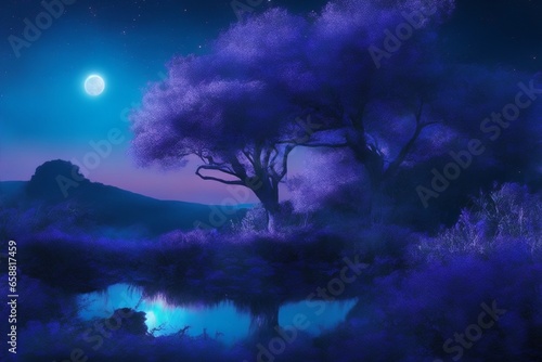 Night in Forest Background Wallpaper © Rahmat