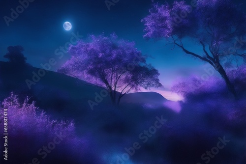 Night in Forest Background Wallpaper