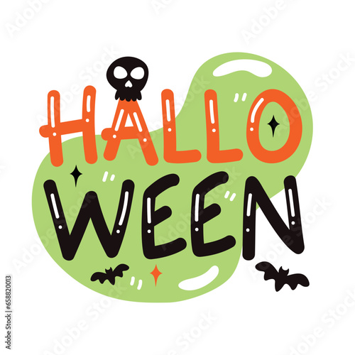 halloween lettering with skulls and bats