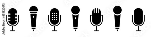 Microphone vector icons set. Vector microphones on isolated background. Vector EPS 10