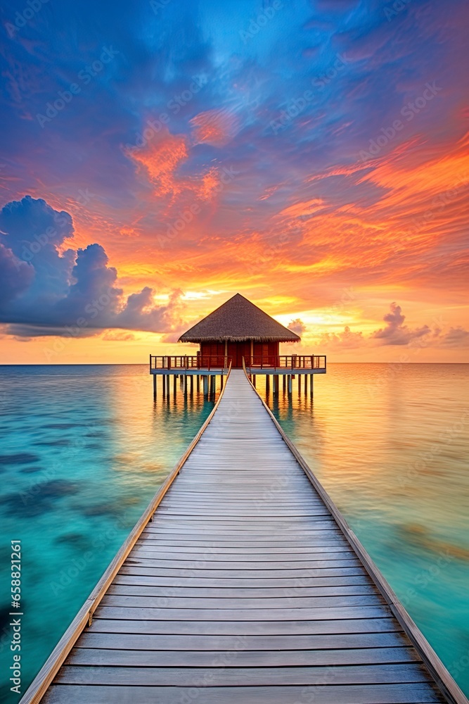 tropical paradise maldives style huts. 