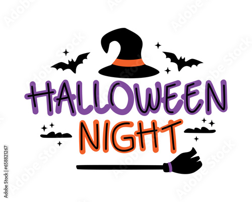 halloween party lettering illustration