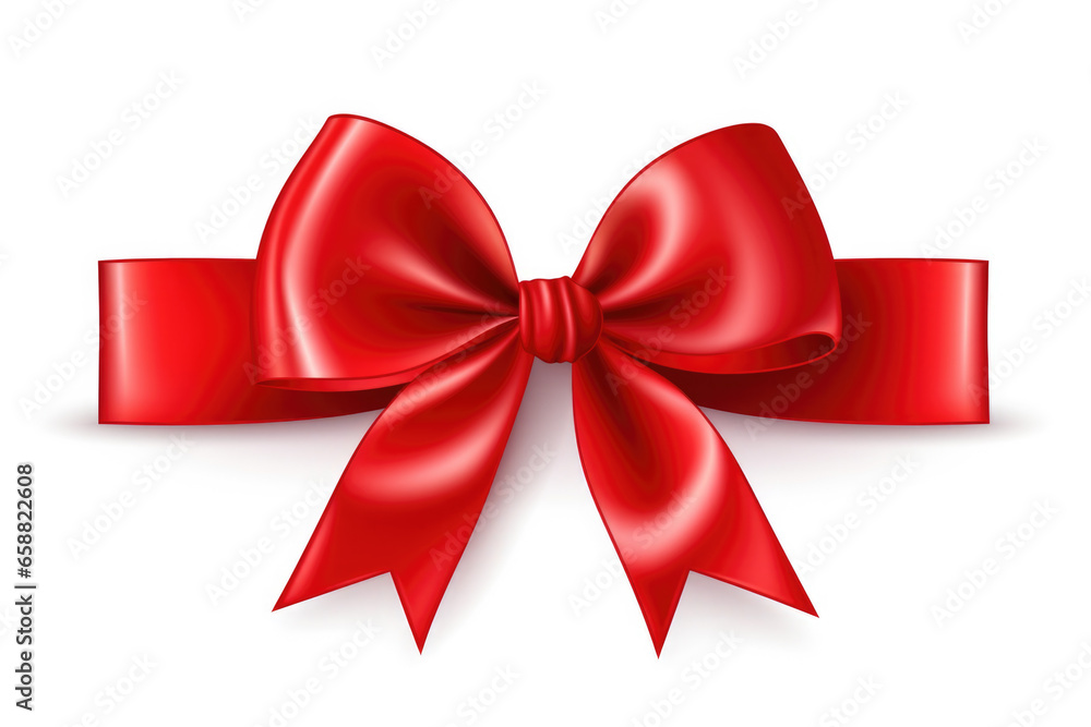 Fototapeta premium Red bow isolated on white background. Holiday decoration element.