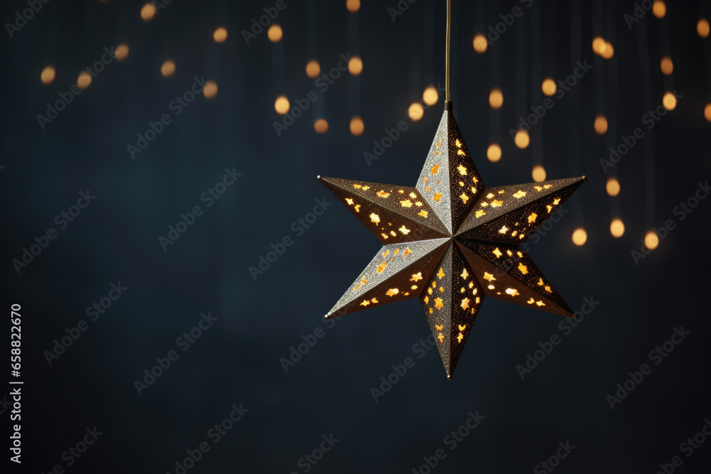 Christmas background with hanging star and space for text. Christmas background with hanging star and space for text.