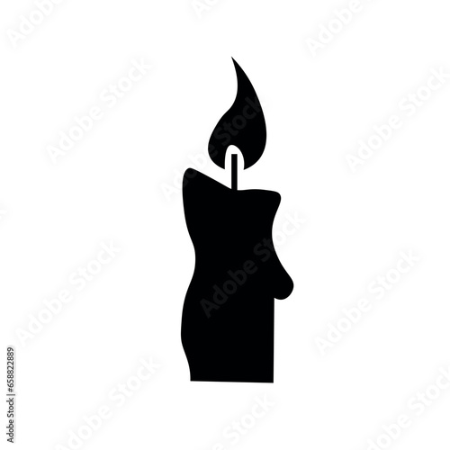 Burning candle on white background