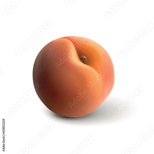 Juicy peach on white background
