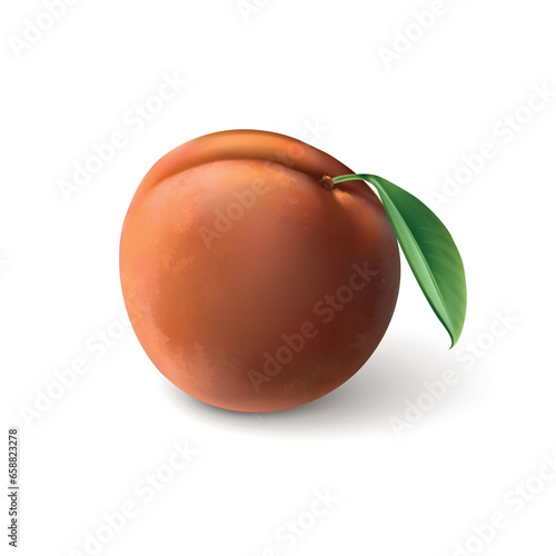 Juicy peach on white background
