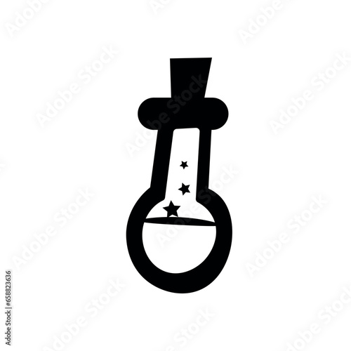Flask with potion on white ...