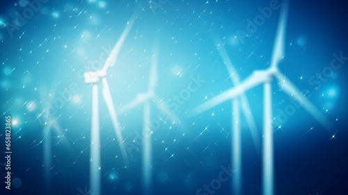 wind turbine in the wind background illustration with lots of blurry bokeh and room for copy © W&S Stock