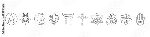 Symbols of different religions on white background