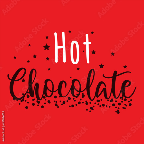 Text HOT CHOCOLATE on red background