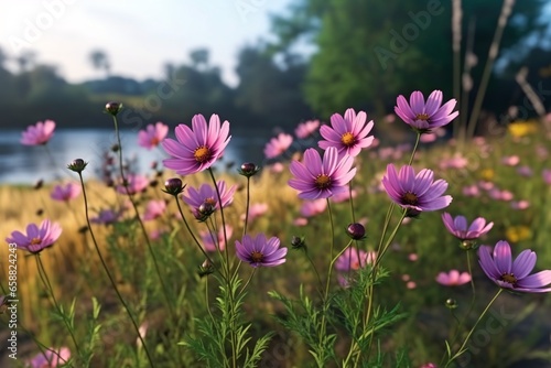 Beautiful cosmos flowers in the garden. Selective focus. nature.