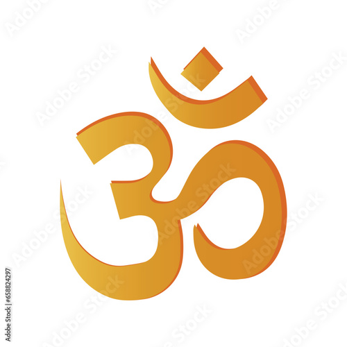 Aum letter on white background. Symbol of Hinduism
