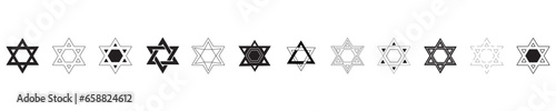 Set of many Stars of David on white background